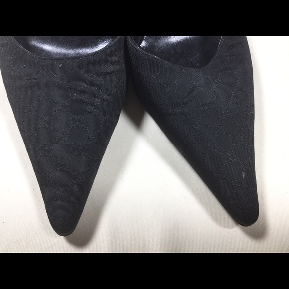 Gucci Black GG Monogram Mules Heels 38C - Picture 2 of 16